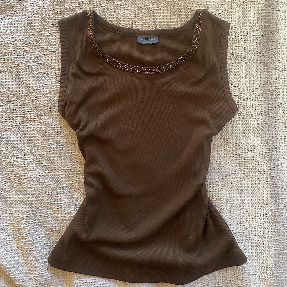 vintage brown ribbed tank top
